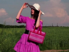 Adorable, Cul, Beauté, Robe, Français, De plein air, Mamelons bombés, Solo