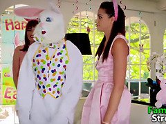 Stepdaughter's Birthday present: A wild family fuck with a big cock for her bunny ass and tits