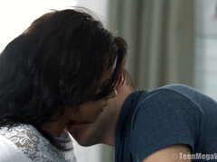 Минет, Брюнетки, Сперма на лице, Секс без цензуры, Лизание, Бритые, Молоденькие, Сиськи