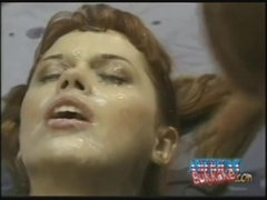 Kont, Groepseks ejactulatie, Rondborstig, Sperma shot, Sperma in gezicht, Roodharige vrouw, Ouderwets, Tiener