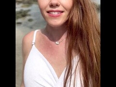 Enthousiasteling, Strand, Badpak, Jurk, Vriendin, Huisgemaakt, Klein, Roodharige vrouw