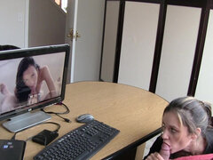 アメリカ人, お尻, デカパイ, 衣服着たままセックス, コンドーム, オフィス, パンティ, 濡れ