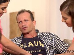 Watch Silvia dellai, the naughty daughter, get frisky with her daddy's young friend