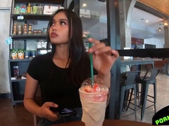 Drinking caffe with young Thai Girl