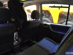 お尻, ビッチ, ブロンド, フェラチオ, 車, アウトドア, ヤリマン, ティーン