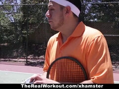 Keisha Grey's big tits bounce as she gets pounded in public after a hard game of tennis