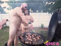 PLUMPER Honey Rose Kush Slurps Nips While Older Guy BBQ