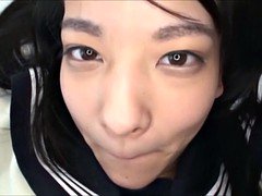 Schoolgirl Abe Mikako sucks and swallows