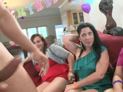 Blowjobs at a birthday party for the hot strippers with big dicks