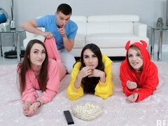 茶髪の, バック, グループ, パーティ, 剃毛, ガリガリ, ティーン, オッパイの