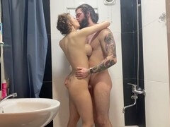 Intense sex party and vigorous deepthroat session in the shower