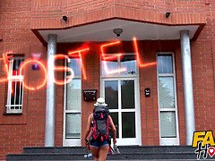 Fake Hostel – Cute young backpacker from Ukraine woken up and given squirting orgasm and rough sex by older Hostel owner who creeps into her room an