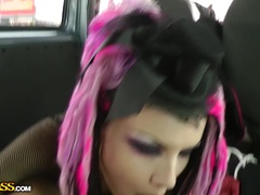 Bitchy goth chick has real group sex