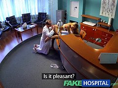 Blonde patient with a hot body gets a hardcore POV fuck and raise the temperature