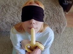 Step-Sister Cheated in Blindfolded Blowjob Game, but She Enjoyed It