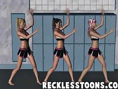 Gorgeous cheerleaders have lesbian sex in the locker room after their game: Porn