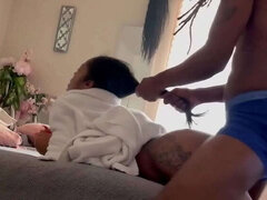 Ebony Daddy Tugs My Hair, Making My Fat Pussy Extra Wet