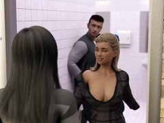 Lisa plays naughty gloryhole game in the school restroom (Ep.17)