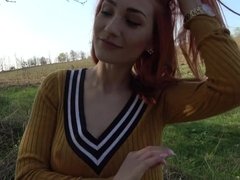 Blasen, Auto, Paar, Kleid, Muschi, Rotschopf, Strümpfe, Eng