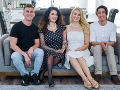 Gros cul, Grosse bite, Gros seins, Sucer une bite, Brunette brune, Queue, En levrette, Le plan cul à quatre