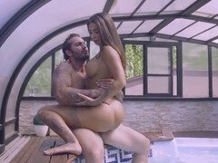 Intense outdoor pussy workout by the pool