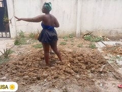 Afrikaans, Grote kont, Zwart, Boederij, Voeten, Huisgemaakt, Rok, Spandexonderbroek