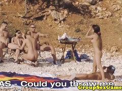Amateur, Chica, Playa, Estilo perrito, Divertido, Grupo, Hd, Montar
