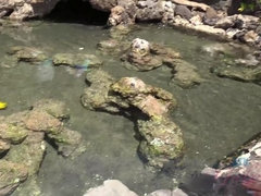 Amateur, Plage, Bikini, Noire, Petite amie, Rasée, Fumer, Nénés