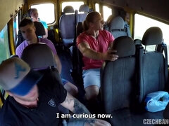 Czech gangbang in the bus