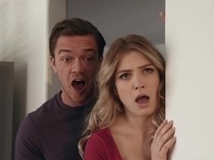 デカパイ, ブロンド, 茶髪の, 汚れた　, なめる, 母, オマンコ, 三人