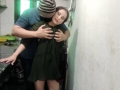 Steamy step-sibling hookup in the kitchen with Naasrin Khan