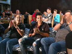 Blasen, Kehlenfick, Schwul, Gruppe, Party, Öffentlich, Realität, Spanner