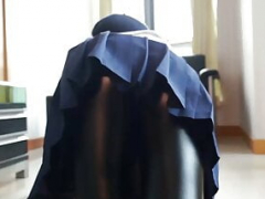 Aziatisch, Bruinharig, Aangekleed, Dominante vrouw, Latex, Masseren, Orgasme, Panty