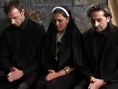 Erotically attractive nuns invite priests to a fascinating group sex