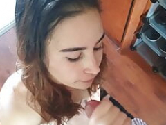 Brunette 18-19 y.o. blowjob cum in mouth swallow