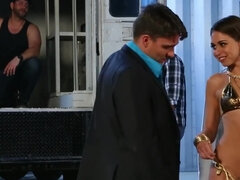 Petite teen chick is having hardcore sex on the train