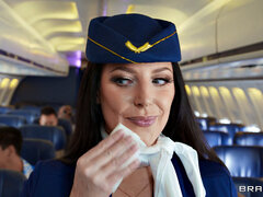 Blasen, Doppelpenetration, Muschi, Rock, Stewardess, Strümpfe, Flotter dreier, Uniform