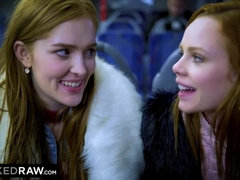 Zwart, Autobus, Lul, Pornster, Kut duiken, Roodharige vrouw, Rijden, Trio