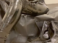 Sensual ASMR: Touching and rubbing shiny PVC and spandex heels and boots with arousing sounds