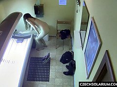 18 y/o Playing With her Pussy in Solarium