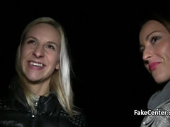 Grosser schwanz, Blondine, Braunhaarige, Schwanz, Hd, Im freien, Pov, Flotter dreier