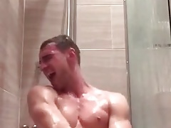 Under the shower.