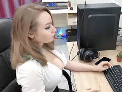 Enthousiasteling, Anaal, Grote kont, Pijpbeurt, Sperma, Sperma shot, Secretaresse, Tiener