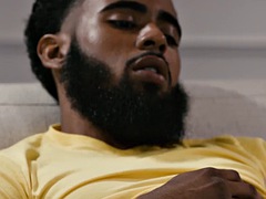 Bearded black jock rides huge cock after rimming his lover
