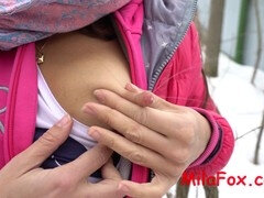 Arab milf swallows cum while milking her big nipples