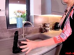 Gros seins, Noire, Gode, Doigter, Masturbation, Mature, Rousse roux, Solo