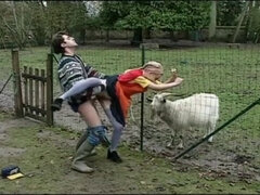 Hungarian retro guy fucks hard German blonde at vintage farm