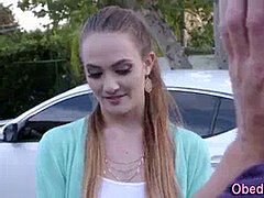 Gebondenheid, Naakte man aangeklede vrouw, Sperma in gezicht, Tiener