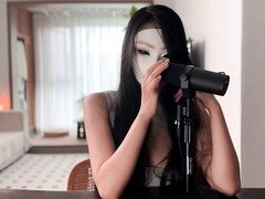 ASMR session with beautiful Asian girl Sad Miss showcasing her long legs and big booty