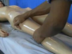 Lovely Asian and black stud in interracial sex action